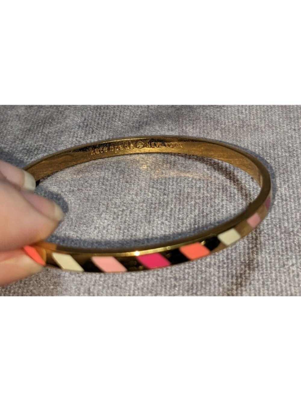 Kate Spade Three Cheers Enamel Bangle Bracelet Goldtone Multicolor - Picture 9 of 9